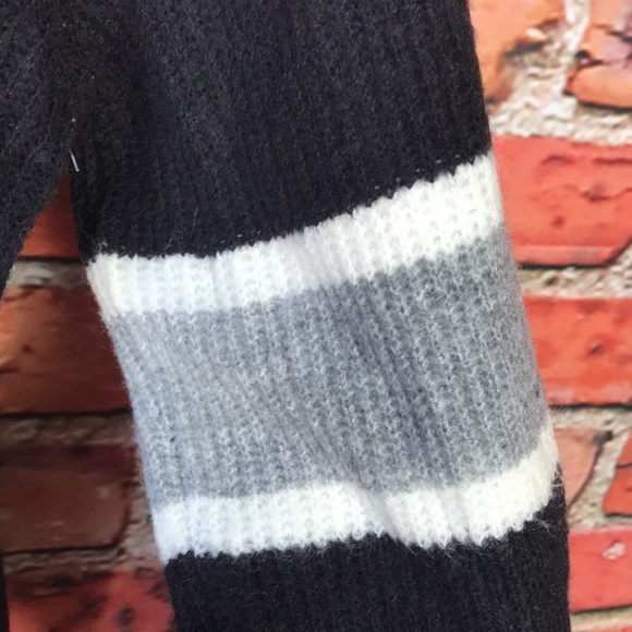 Revolve John + Jenn Black Varsity Stripe Mock Neck Sweater - Picture 9 of 13